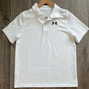 Under Armour Boys white Heat Gear polo shirt size Large
